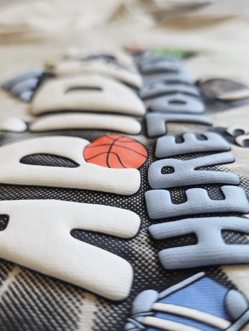 Adidas Cream Long Sleeve Tee with Playful Sports Graphic